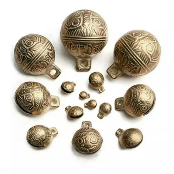 U8MO 9~28mm Bronze Tibetan Brass Bells Beads Craft Charms Metal Ethnic With Loop New-14*17*10mm/10pcs