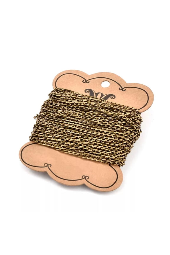 9.8ft/Roll Antique Bronze Iron Curb Chains Twisted Oval Link Strings 3x5x0.8mm