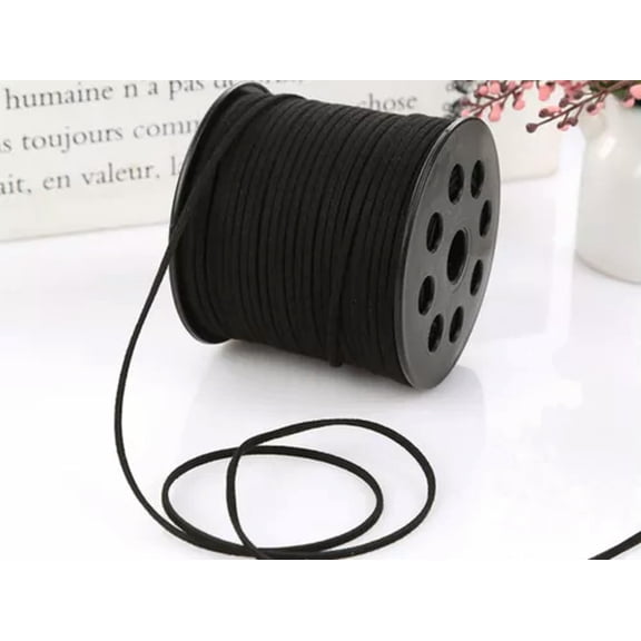 U8MO 90 meter(100 Yards )Faux Suede Flat Leather Cord Lace String 2.6mm Spool Pick-Black