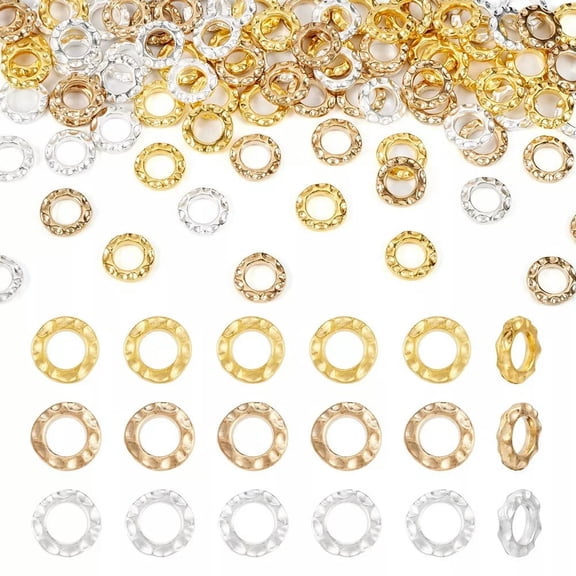 U8MO 90Pcs Flat Round 3 Colors Zinc Alloy Linking Rings Charm Jewelry Findings 10x2mm