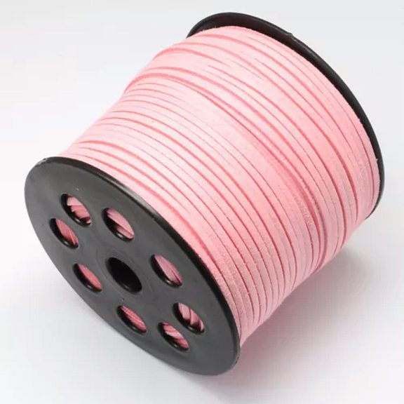 U8MO 90m/Roll Faux Suede Cord Faux Suede Lace Thread Craft Beading String 2.7x1.4mm-#Pink