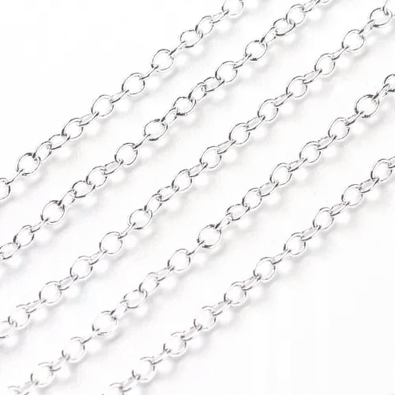 U8MO 92m Brass Cross Chains Necklace Cable Chains Jewelry Making Nickel Free 2x1.5mm-Silver