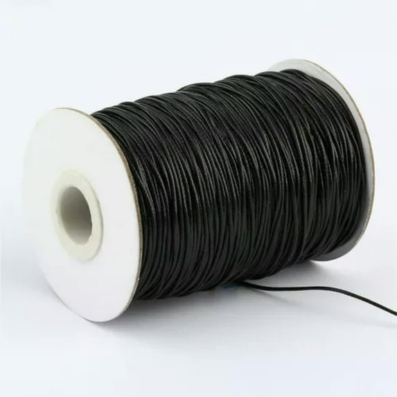 U8MO 93 Yards Korean Waxed Cord String Thread 1mm for Bracelet Necklace Various Color-1# Black