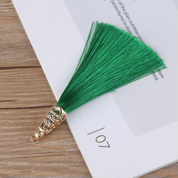 U8MO 9cm Golden Hollow Out Alloy Cap Tassel DIY Anti-wrinkle Earring Tassels Pendent-Green