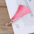 thumbnail image 1 of U8MO 9cm Golden Hollow Out Alloy Cap Tassel DIY Anti-wrinkle Earring Tassels Pendent-Pink, 1 of 6