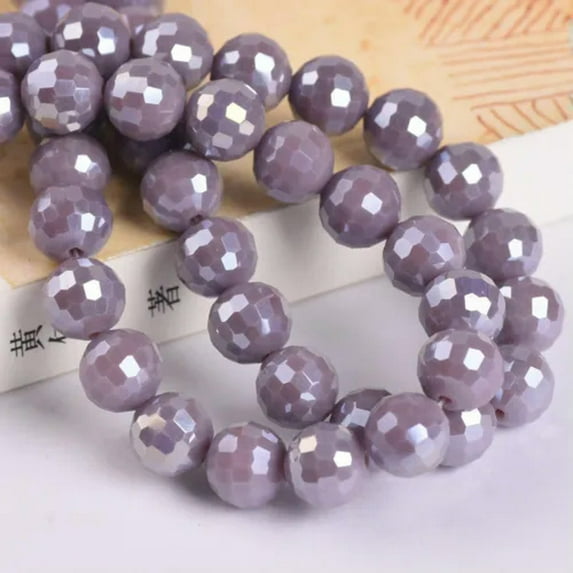 U8MO AB Plated Round Disco Ball 6mm 8mm 10mm 12mm 96 Facets Crystal Glass Loose Beads-Jade Purple AB-6mm 50pcs