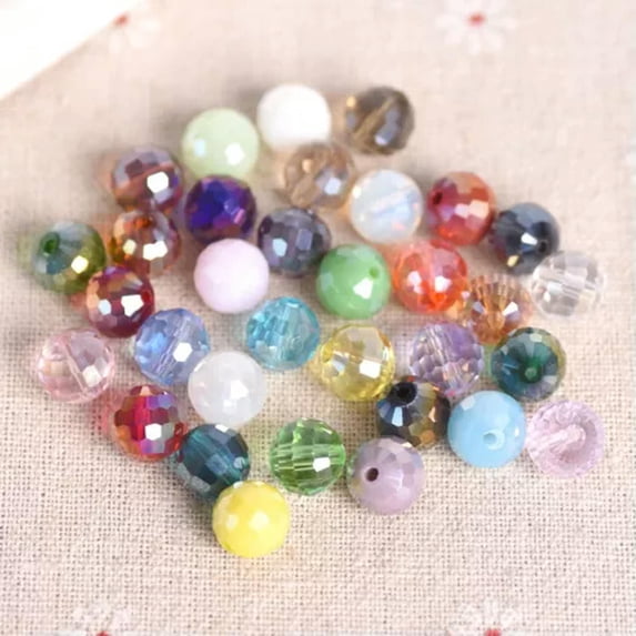 U8MO AB Plated Round Disco Ball 6mm 8mm 10mm 12mm 96 Facets Crystal Glass Loose Beads-Random Mixed-12mm 10pcs