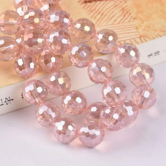 U8MO AB Plated Round Disco Ball 6mm 8mm 10mm 12mm 96 Facets Crystal Glass Loose Beads-Rose Pink AB-6mm 50pcs