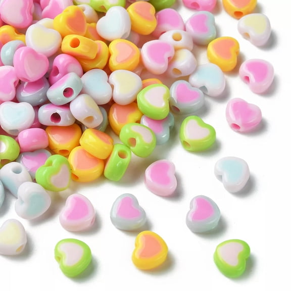 U8MO Acrylic Bicolor Double Heart Spacer Beads for DIY Jewelry Making Accessories