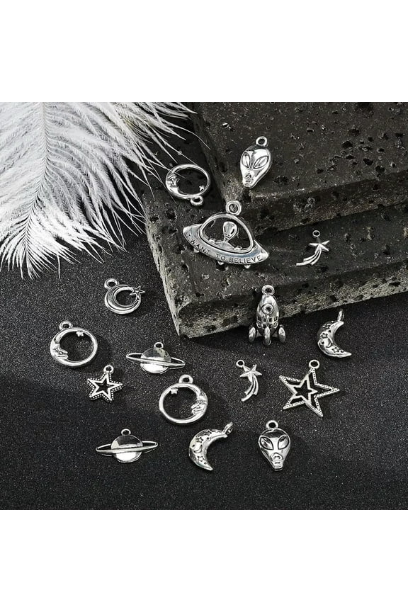 Alien Charms Space Themed Jewelry Making Supplies Set Bulk Pendants 100pcs