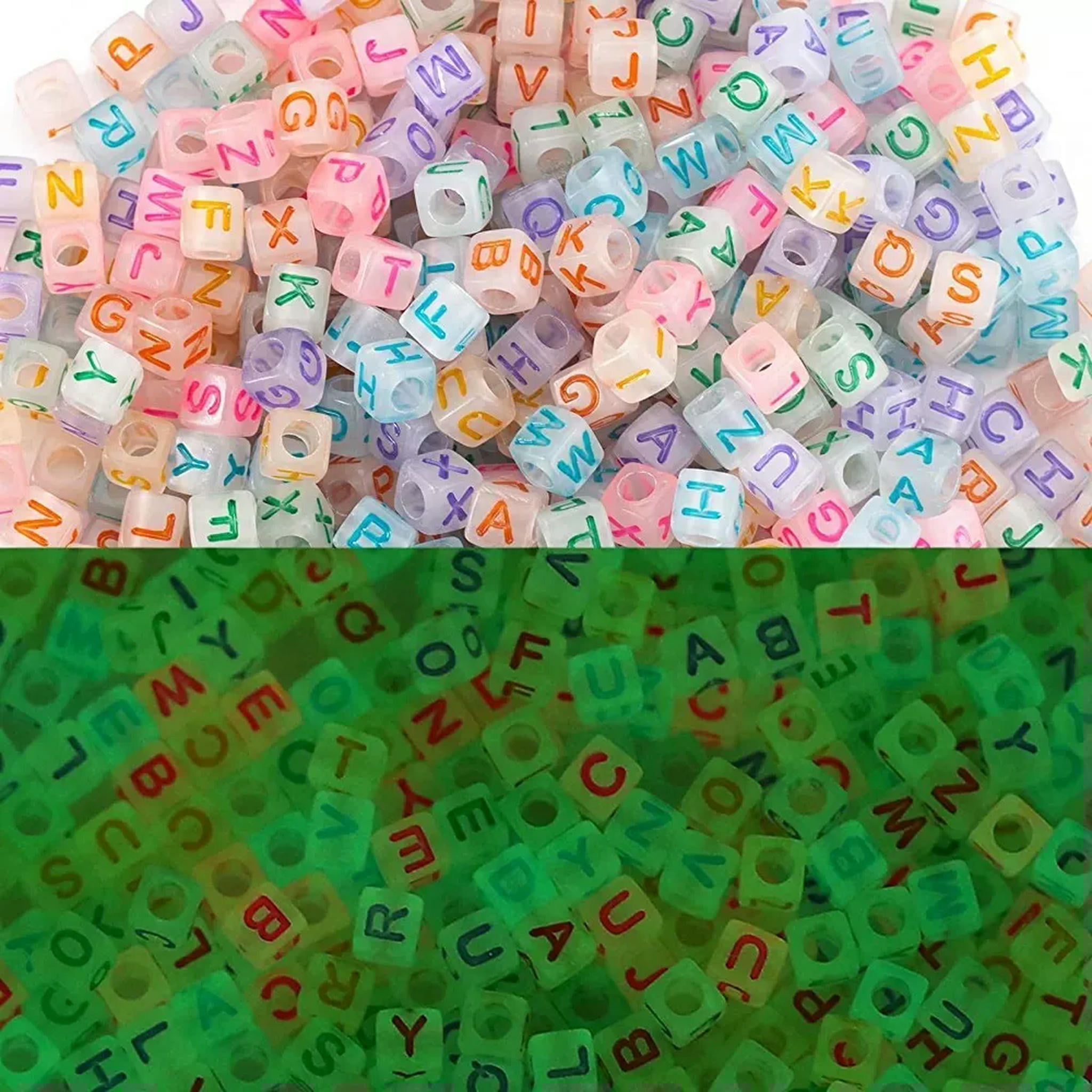 U8MO Alphabet Beads Letter GLOW Bulk Beads Wholesale 6mm Cube Assorted Lot 1000pcs