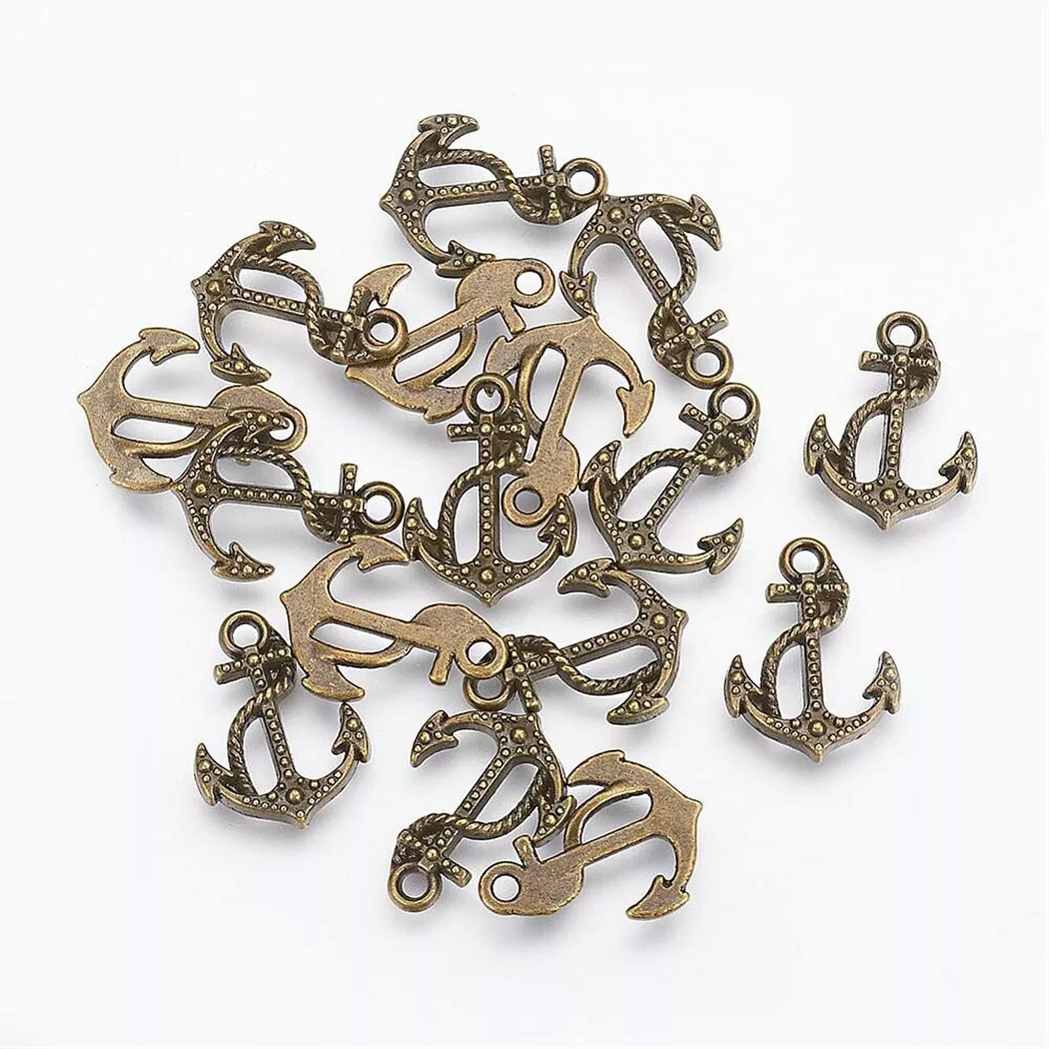 U8MO Anchor Charms Antiqued Bronze Nautical Charms Boating Captain Findings 17mm 20pc