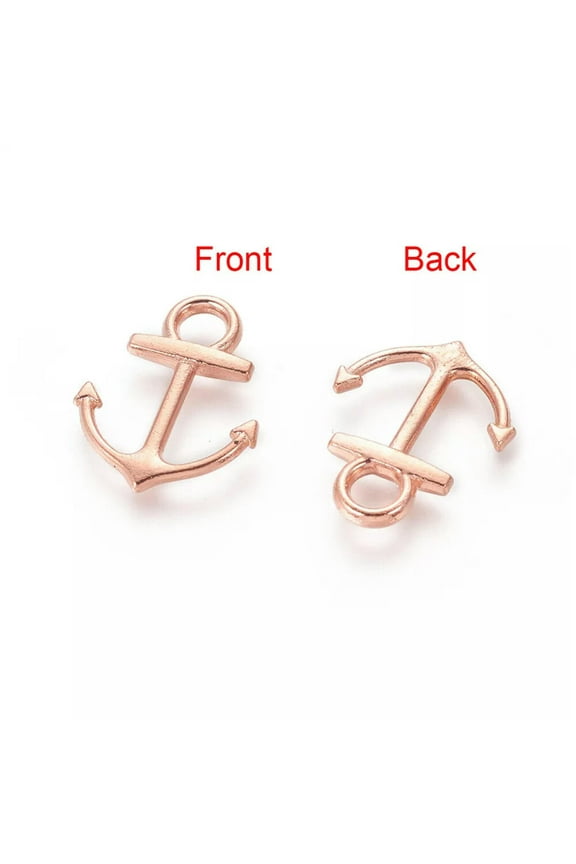 Anchor Charms Rose Gold Ocean Pendants Nautical Fishing Hook Jewelry Supplies 4p