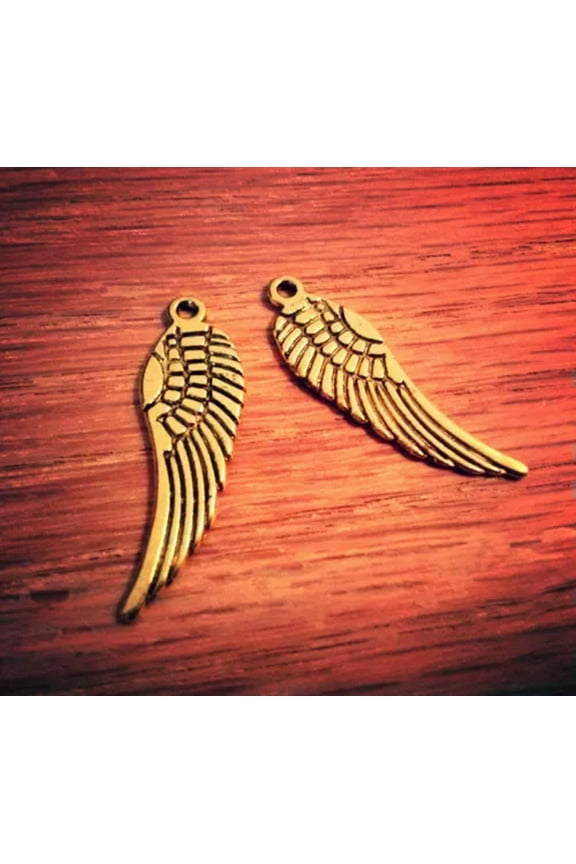 Angel Wing Charms Antiqued Gold 30mm Pendants 2 Sided 1" 25/50/100-25