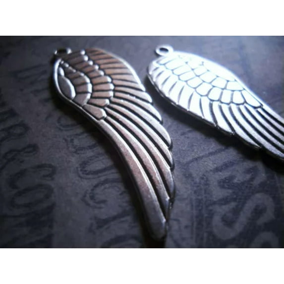 U8MO Angel Wing Pendants Charms Silver Wholesale Large Lot 50mm Wings-4/10/24/50pcs -10pcs