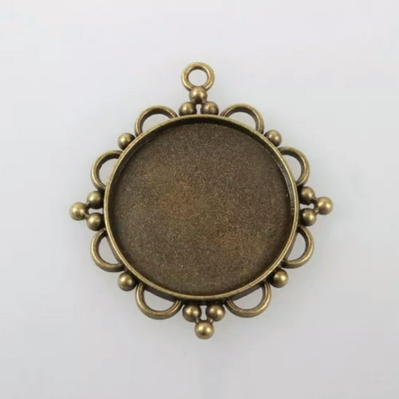 U8MO Antique Bronze Flat Round Tray Pendant Cabochon Blank Bezel Settings Nickel Free-30mm,E ,10pcs