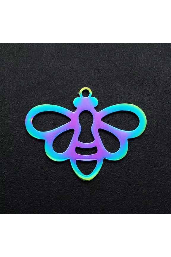 Bee Charm Rainbow Stainless Steel Metal Queen Jewelry 25mm Bumblebee