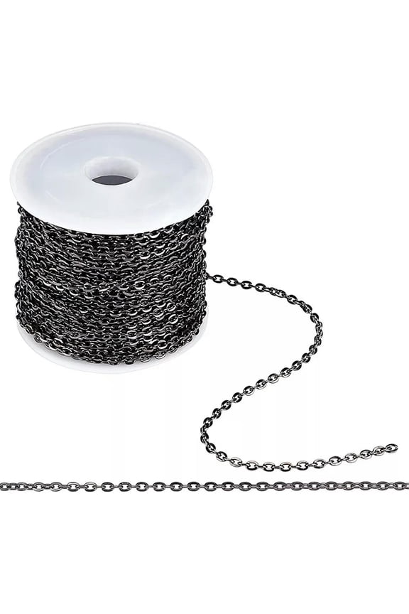Black Cable Chain Link Roll Bulk Jewelry Supplies 3x2mm Gunmetal 32ft