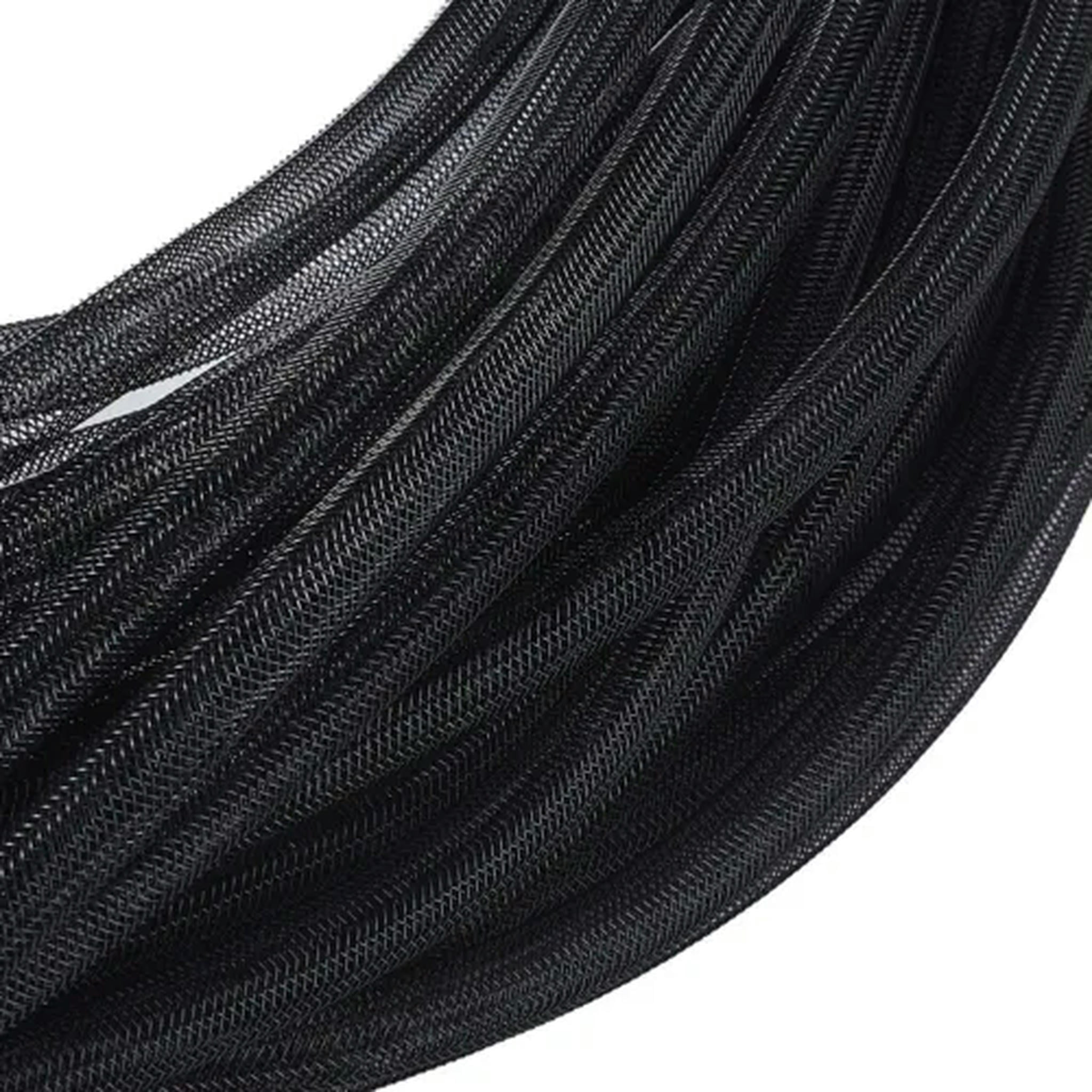 U8MO Black Mesh Tubing Cords Flexible Tube Party Ribbon Net Threads Wreath 4~20mm DIA-10mm, 150yards