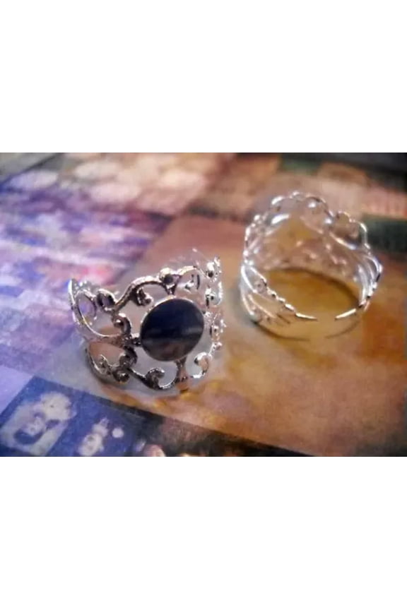 Blank Ring Settings Base Adjustable Rings Silver Filigree Band 5/10-5pcs