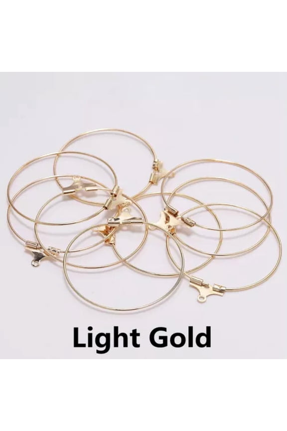 Brass Hoops 30pcs 25-40mm Earring Findings Jewelry Making Ear Loop Wire-25mm-Light Gold