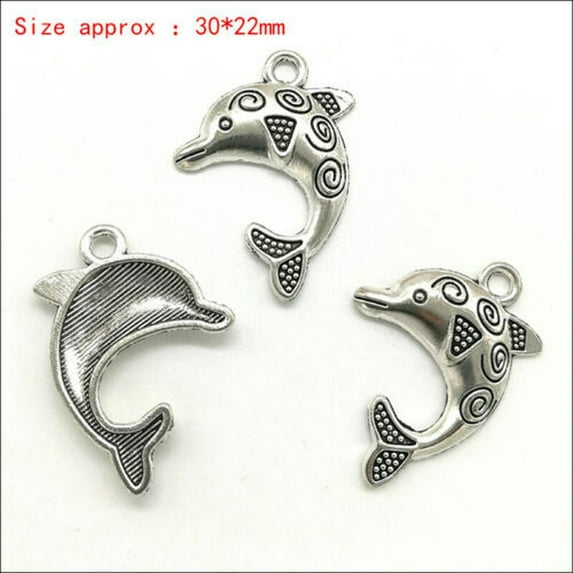 U8MO Bulk Antique Silver Charms Pendants for Jewelry Making 100 Styles Optional-5# 5pcs dolphins