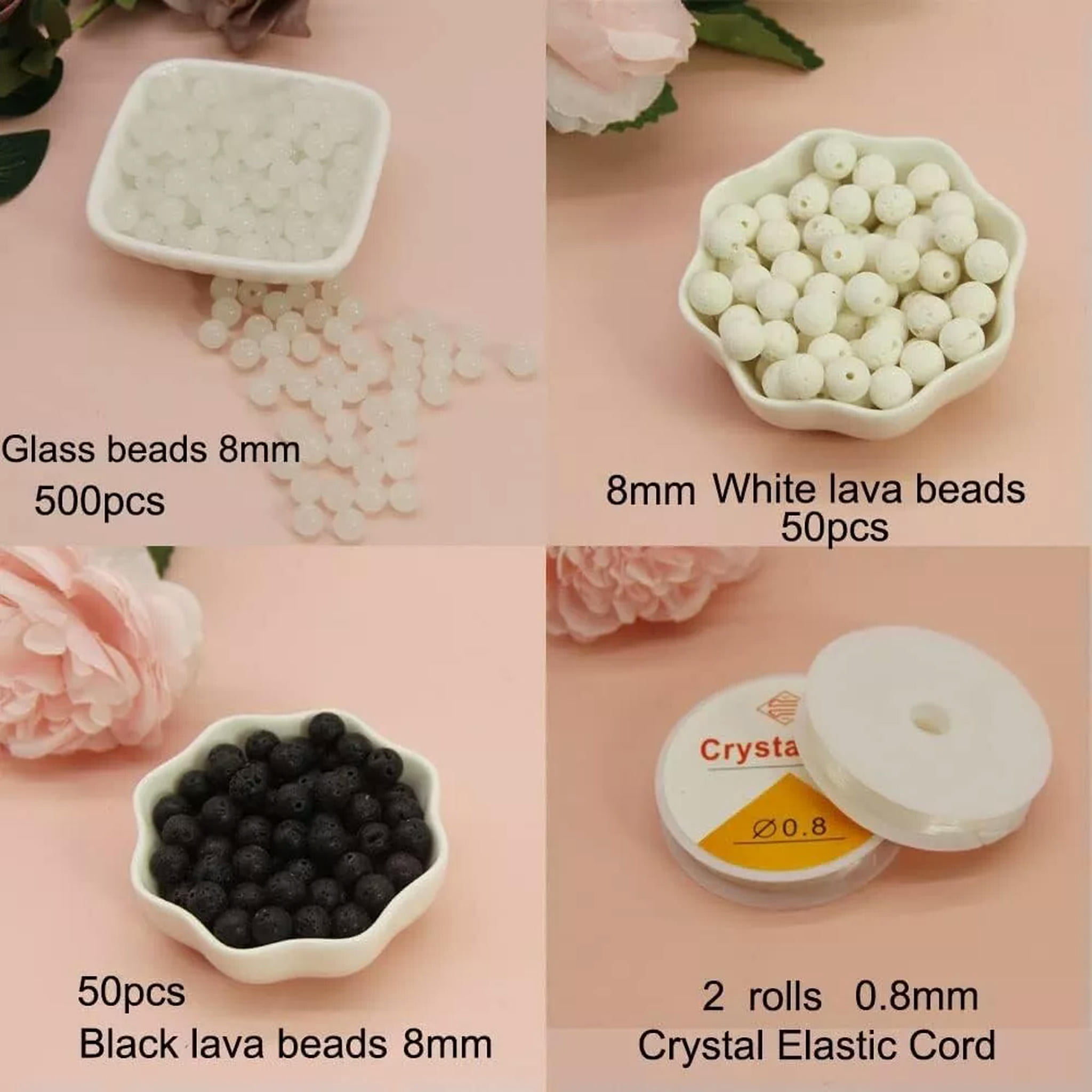 U8MO Bulk Glass Beads Lava White Black 8mm Round Wholesale Jewelry Supplies 600pcs