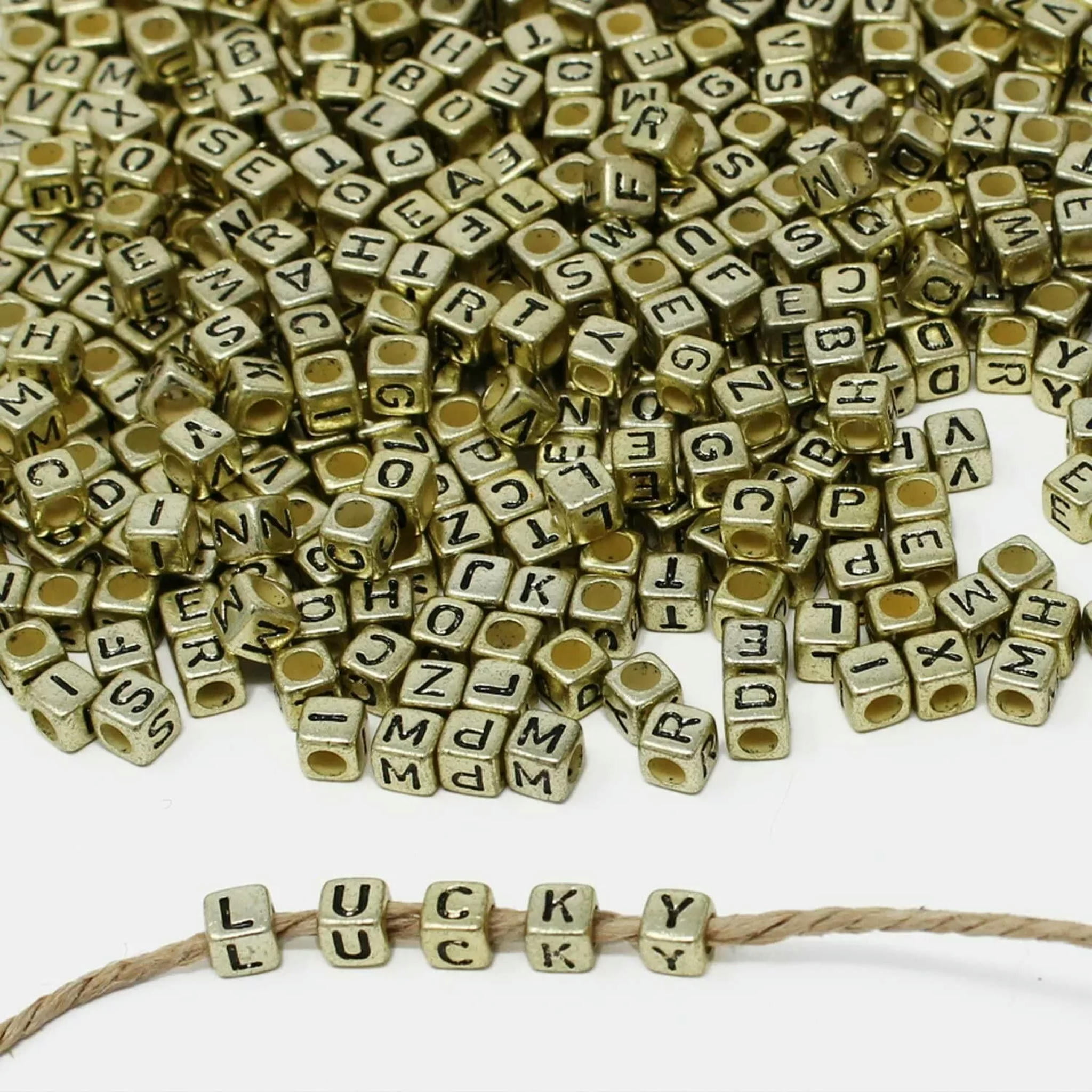 U8MO Bulk Letter Beads Alphabet Jewelry Making Gold Cube Wholesale 6mm 500pcs