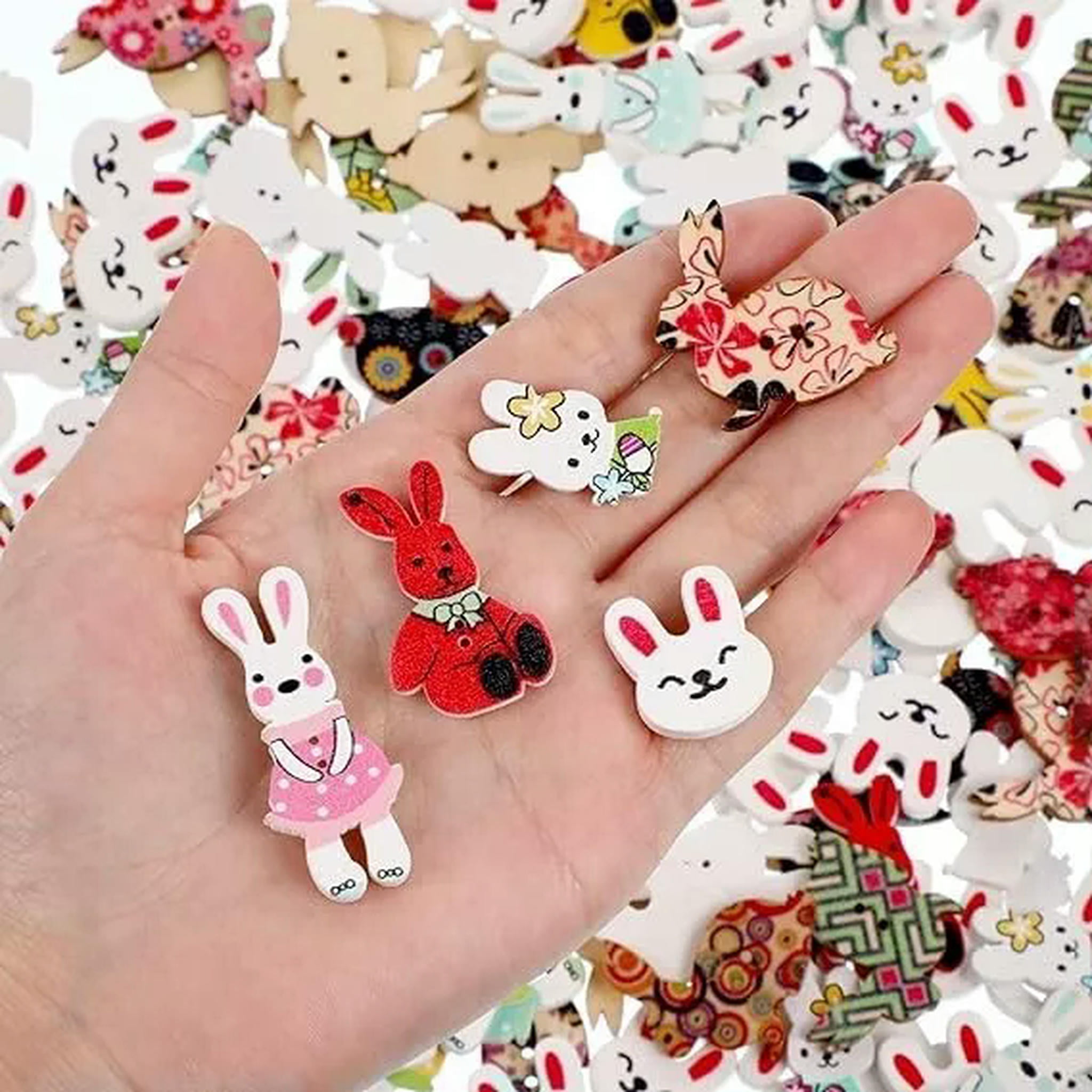 U8MO Bunny Rabbit Buttons Easter Jewelry Making Sewing Supplies Assorted Lot 190pcs