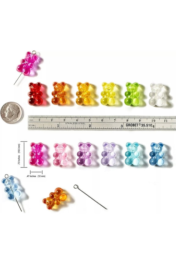 Candy Bear Beads Gummy Pendants Assorted Lot Findings Cute Jewelry Supplies 120p