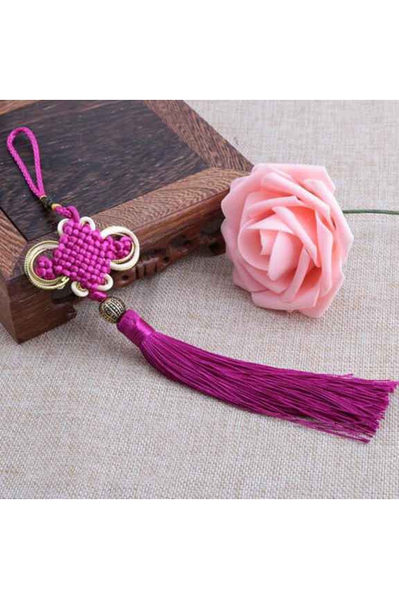 China knot Tassel Pendant Gift Home Decoration Car Hangings Home Decor Gift-7# rose red