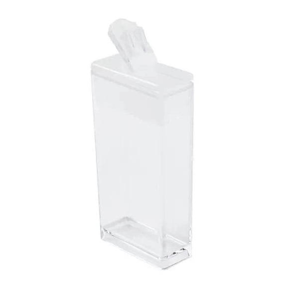 U8MO Clear Plastic Bead Storage Jar Rectangle Container Boxes Fold Over Lid 5x2.7cm-Sample - 6 pcs