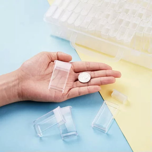 U8MO Clear Plastic Bead Storage Jar Rectangle Container Boxes Fold Over Lid 5x2.7cm-Wholesale - 192 pcs