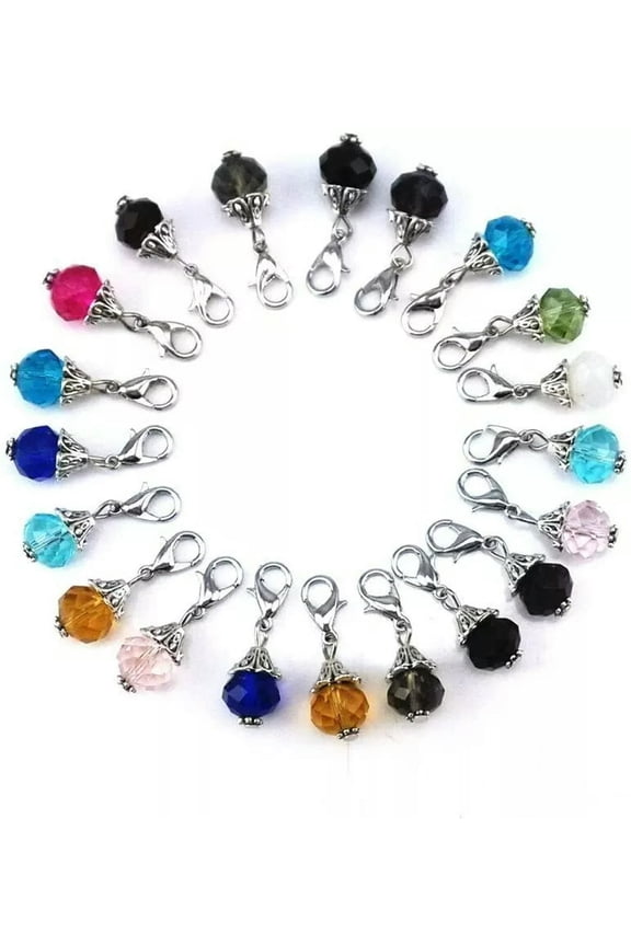 Clip On Charm Dangles Assorted Lot Bead Drops Set Mixed Pendants Glass Bulk 40pc