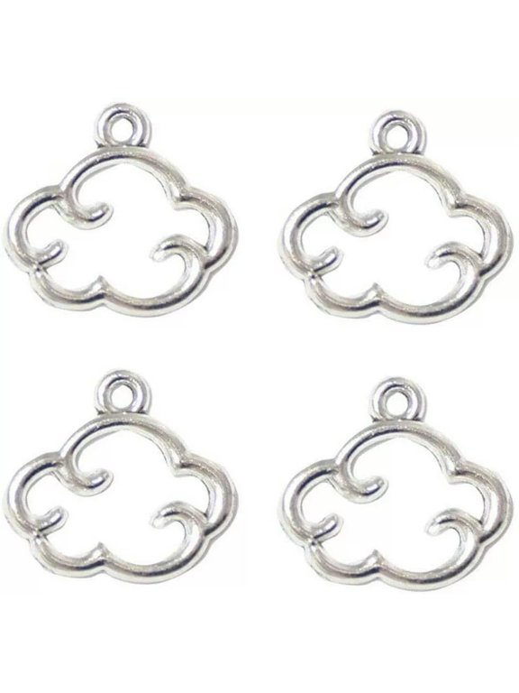 Cloud Charms Open Filigree Weather Jewelry Supplies Antiqued Silver Pendants 10p