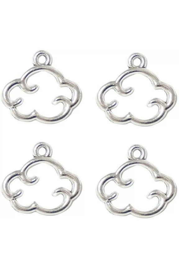 Cloud Charms Open Filigree Weather Jewelry Supplies Antiqued Silver Pendants 50p