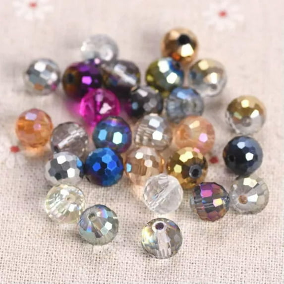 U8MO Colorful Plated Round Disco Ball 6mm 8mm 10mm 12mm 96 Facets Crystal Glass Beads-Random Mixed-10mm 20pcs