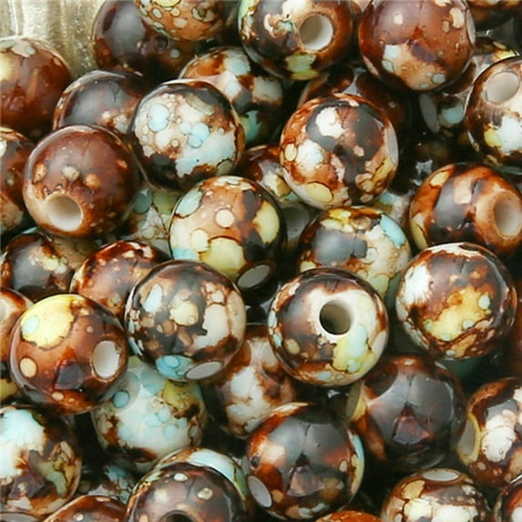 U8MO Colorful Round 8mm 10mm ABS Plastic Acrylic Loose Beads Lot For Jewelry Making-Brown-12mm (30pcs)