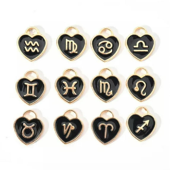 U8MO Constellation Charm Black Enamel Zodiac Symbol Pendant Jewelry YOU PICK-Taures