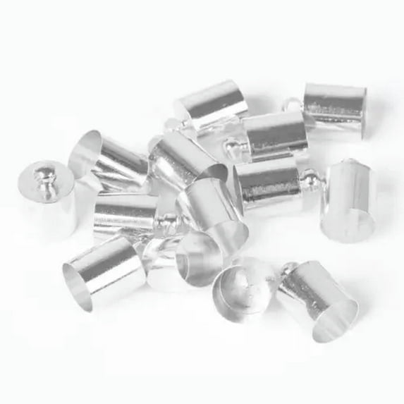 U8MO Copper Metal Rope Leather Cord End Crimp Beads 2mm~14mm Gold Silver Bronze Black-Silver-3mm (3x8mm) 100pcs