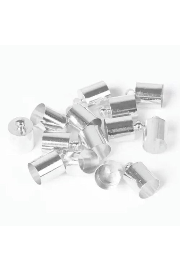 Copper Metal Rope Leather Cord End Crimp Beads 2mm~14mm Gold Silver Bronze Black-Silver-8mm (8x12mm) 20pcs