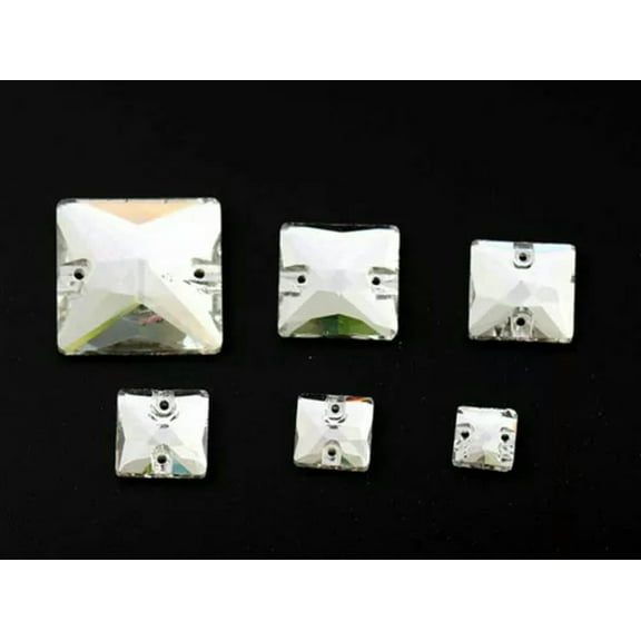 U8MO Craft Bling Crystal Flatback Sewing Rhinestone Gems Various Shape Sew on Beads-25Pcs Square 14X14mm