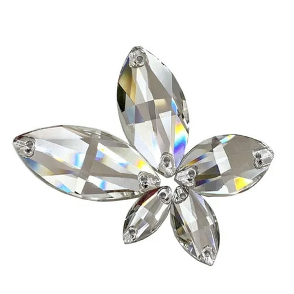 U8MO Craft Crystal Sew On Flatback Horse eye Rhinestones Diamante Gem Cut Glass Beads-Clear-50pcs 7X15mm