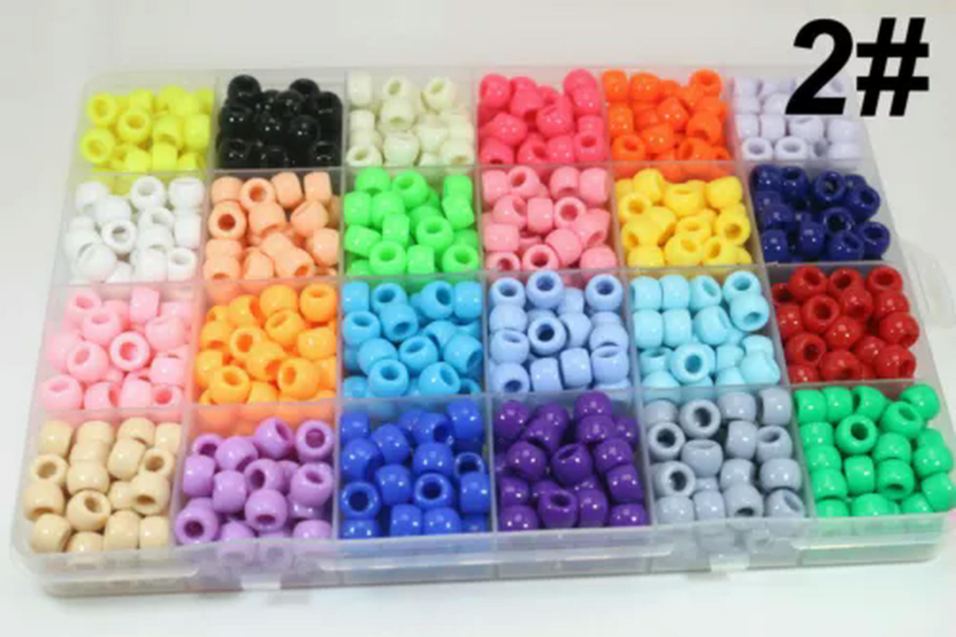 U8MO Craft DIY Acrylic Pony Beads Set 9X6mm 24 Color with Organizer Box for Bracelet-2# 960pcs Opaque Color