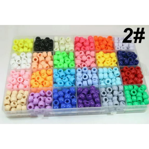 U8MO Craft DIY Acrylic Pony Beads Set 9X6mm 24 Color with Organizer Box for Bracelet-2# 960pcs Opaque Color