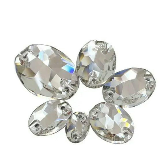 U8MO Craft DIY Crystal Sew On Flatback Oval Rhinestones Diamante Gem Cut Glass Beads-Clear-25pcs 13X18mm