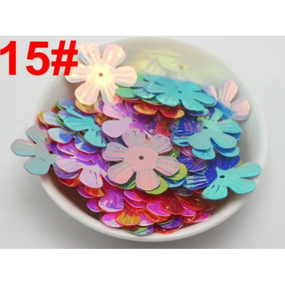 U8MO Craft DIY Loose Shimmer Sequins Paillettes Various Shape Sewing Wedding Garment-15# 300pcs Large Flower 24mm