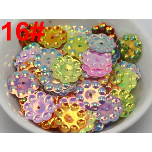 U8MO Craft DIY Loose Shimmer Sequins Paillettes Various Shape Sewing Wedding Garment-16# 600pcs Flower 14mm