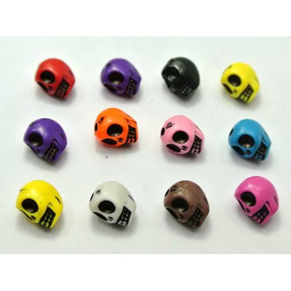 U8MO Craft DIY Mixed Color Large Halloween Gothic Skull Acrylic Beads Various Shape-100Pcs Skull 10mm