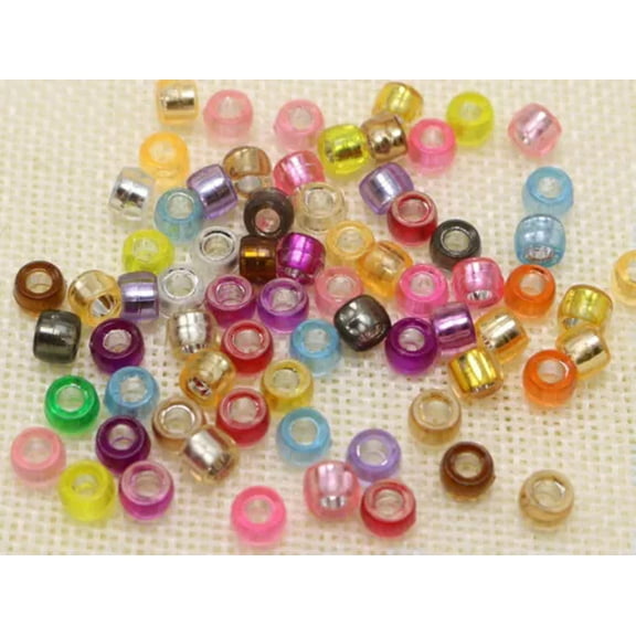 U8MO Craft DIY Mixed Color Silver Foil Pony Barrel Beads 4mm-8mm for Kandi Bracelets-500pcs 6X4mm Barrel